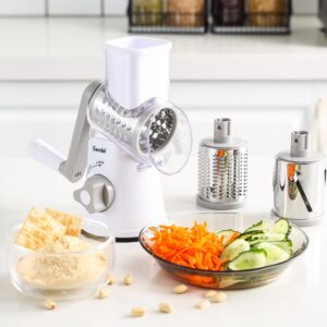 Geedel Rotary Cheese Grater, Kitchen Mandoline Vegetable Slicer with 3 Interchangeable Blades, Easy to Clean Rotary Grater Slicer for Fruit, Vegetables, Nuts - Image 3