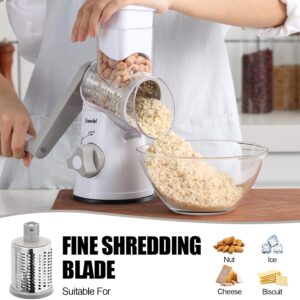 Geedel Rotary Cheese Grater, Kitchen Mandoline Vegetable Slicer with 3 Interchangeable Blades, Easy to Clean Rotary Grater Slicer for Fruit, Vegetables, Nuts - Image 5