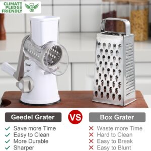 Geedel Rotary Cheese Grater, Kitchen Mandoline Vegetable Slicer with 3 Interchangeable Blades, Easy to Clean Rotary Grater Slicer for Fruit, Vegetables, Nuts - Image 7