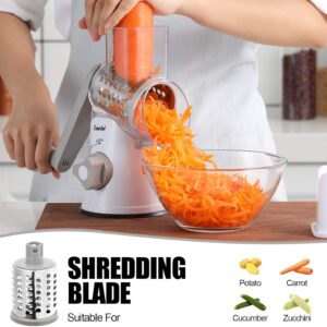 Geedel Rotary Cheese Grater, Kitchen Mandoline Vegetable Slicer with 3 Interchangeable Blades, Easy to Clean Rotary Grater Slicer for Fruit, Vegetables, Nuts - Image 9