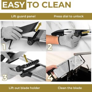 Gramercy Adjustable Mandoline Food Slicer, Mandoline Slicer for Kitchen, Mandolin, Potato, Tomato, Carrot, Vegetable, Fruit and Onion Cutter - Stainless Steel - INCLUDING 1 Pair Cut-Resistant Gloves - Image 5