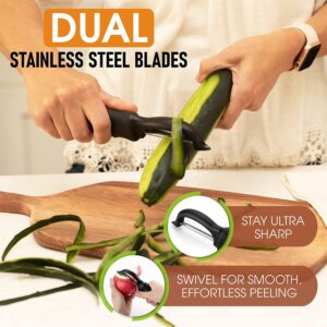 Spring Chef Premium Swivel Vegetable Peeler, Soft Grip Handle and Ultra Sharp Stainless Steel Blades - Perfect Kitchen Peeler For Veggie, Fruit, Potato, Carrot, Apple - Black - Image 4
