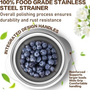 Stainless Steel Colander for Kitchen, Stainless Steel Strainer, Pasta Strainer for Spaghetti Fruit Cooking Food, 3 Pcs Strainers and Colanders(2QT, 3QT, 5QT), Dishwasher Safe, Kitchen Present - Image 3