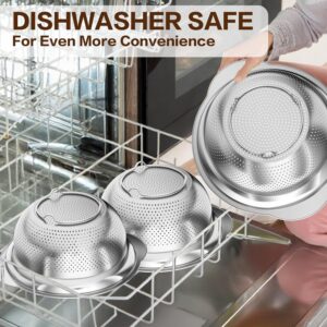 Stainless Steel Colander for Kitchen, Stainless Steel Strainer, Pasta Strainer for Spaghetti Fruit Cooking Food, 3 Pcs Strainers and Colanders(2QT, 3QT, 5QT), Dishwasher Safe, Kitchen Present - Image 8