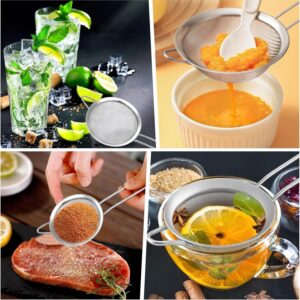ELEEN Premium Stainless Steel Fine Mesh Strainers for Kitchen 3-Piece Set with Non-Slip Handle, Small, Medium & Large Sieves, Colanders and Sifter for Sifting, Straining, Pastas Tea, Rice Vegetables - Image 6