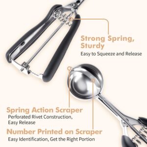 Cookie Scoop set, Cookie Scoops for Baking Set of 3, Size #60/ #40/ #20, Cookie Dough Scoop, Non-Slip Grip, Blue/Black/Mint Handle, For Cookies Muffin Cupcake Meatball Ice Cream - Image 4