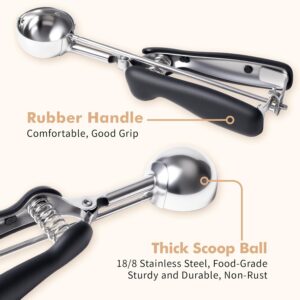 Cookie Scoop set, Cookie Scoops for Baking Set of 3, Size #60/ #40/ #20, Cookie Dough Scoop, Non-Slip Grip, Blue/Black/Mint Handle, For Cookies Muffin Cupcake Meatball Ice Cream - Image 5