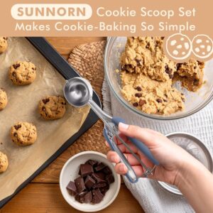 Cookie Scoop set, Cookie Scoops for Baking Set of 3, Size #60/ #40/ #20, Cookie Dough Scoop, Non-Slip Grip, Blue/Black/Mint Handle, For Cookies Muffin Cupcake Meatball Ice Cream - Image 6