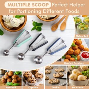 Cookie Scoop set, Cookie Scoops for Baking Set of 3, Size #60/ #40/ #20, Cookie Dough Scoop, Non-Slip Grip, Blue/Black/Mint Handle, For Cookies Muffin Cupcake Meatball Ice Cream - Image 7