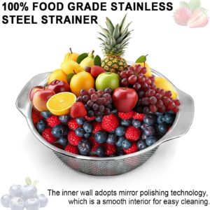 Colander for Kitchen, 1.5 QT 18/8 Stainless Steel Colander, Stainless Steel Strainer with Mixing Bowl, Rice Strainer with Handle for Washing Vegetables, Fruit, Rice, and Pasta (2 PC) - Image 5