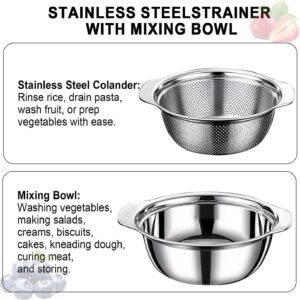 Colander for Kitchen, 1.5 QT 18/8 Stainless Steel Colander, Stainless Steel Strainer with Mixing Bowl, Rice Strainer with Handle for Washing Vegetables, Fruit, Rice, and Pasta (2 PC) - Image 6