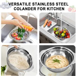 Colander for Kitchen, 1.5 QT 18/8 Stainless Steel Colander, Stainless Steel Strainer with Mixing Bowl, Rice Strainer with Handle for Washing Vegetables, Fruit, Rice, and Pasta (2 PC) - Image 7