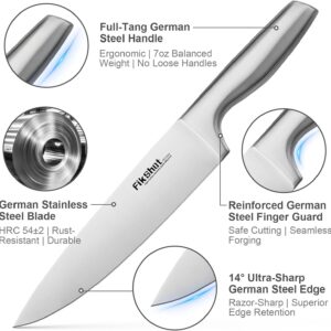 14 Pieces Knife Block Set German Stainless Steel with Block, Razor-Sharp Santoku Knives, Fruit & Kitchen Knives, Rust Resistant for Homecooks (Silver + Walnut) - Image 5