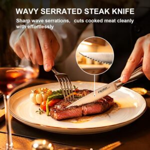 14 Pieces Knife Block Set German Stainless Steel with Block, Razor-Sharp Santoku Knives, Fruit & Kitchen Knives, Rust Resistant for Homecooks (Silver + Walnut) - Image 7