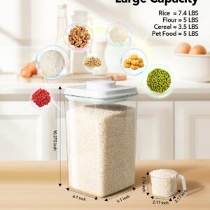 Ankou Airtight Food Storage Container with Pop Lid & 130ml Scoop, 4L/4.2qt *2 BPA-Free Cereal, Rice, Flour, Pasta & Snack Container, Stackable & Durable,Kitchen Pantry Organizer - Image 6