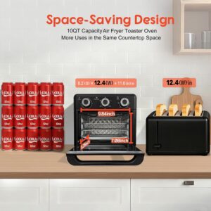 10QT Air Fryer Toaster Oven Combo, 3-Layer Cooking Air Fryer Oven with Visible Window, Countertop Airfryers with 5 in 1 Functions, Cooks 6 Toast slices at once, Ideal for Small kitchen - Image 3