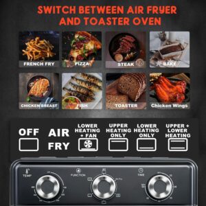 10QT Air Fryer Toaster Oven Combo, 3-Layer Cooking Air Fryer Oven with Visible Window, Countertop Airfryers with 5 in 1 Functions, Cooks 6 Toast slices at once, Ideal for Small kitchen - Image 7