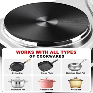 Double Burner, CUSIMAX Electric Hot Plate for Cooking, 1800 Watts Portable Countertop Burner, Cast Iron Hot Plates with Dual Adjustable Temperature, Easy to Clean, Sliver - Image 5