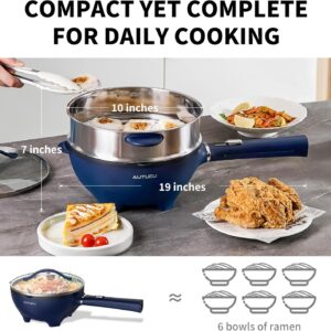 AUTUCU 3-Quart Electric Hot Pot & wok Nonstick with Steamer | Electric Skillet 1200W for Dorm, Home, Gifts (Includes Silicone Spatula) Multi-Cooker - Image 4