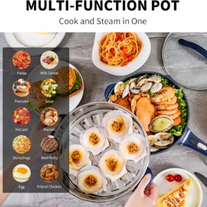 AUTUCU 3-Quart Electric Hot Pot & wok Nonstick with Steamer | Electric Skillet 1200W for Dorm, Home, Gifts (Includes Silicone Spatula) Multi-Cooker - Image 5