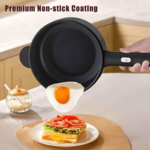 Dezin Hot Pot Electric, 2L Non-Stick Sauté Pan, Rapid Noodles Cooker, Mini Portable Pot for Steak, Egg, Fried Rice, Ramen, Oatmeal, Soup with Power Adjustment & Spatula, College Dorm Room Essential - Image 3