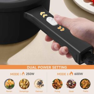 Dezin Hot Pot Electric, 2L Non-Stick Sauté Pan, Rapid Noodles Cooker, Mini Portable Pot for Steak, Egg, Fried Rice, Ramen, Oatmeal, Soup with Power Adjustment & Spatula, College Dorm Room Essential - Image 4