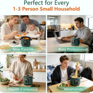 Macook Mini Rice Cooker | 6-Cup (0.6L) Small Rice Maker | One-Button Operation | Non-Stick Inner Pot | Automatic Keep Warm & Overheat-Proof | for 1-6 People, Students & Small Families (Green) - Image 7