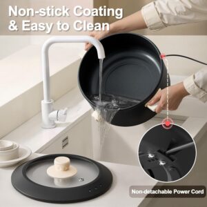 TOPWIT Hot Pot Electric, 4L Electric Pot with Non-Stick Coating, Dual Power Electric Cooker for Deep Frying, Steak, Pasta, Multi-Functional Large Capaity Shabu Shabu Pot for Party, Dark Black - Image 7