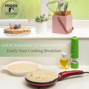 Moss & Stone Electric Crepe Maker 8 Inch, Portable Crepe Maker & Hot Plate Cooktop On/Off Switch, Nonstick Coating, Dual Temperature Setting, Easy To Use For Pancakes, Blintz, Chapati - Image 8