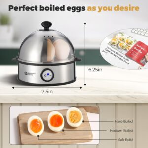 Annie & Mia Design Electric Egg Cooker, All Stainless Steel 7 Egg Capacity egg boiler, 360W, Hard, Medium, Soft Boiled Egg Poacher, egg steamer, Multi-function, Auto Shut-Off Function, BPA-free - Image 2