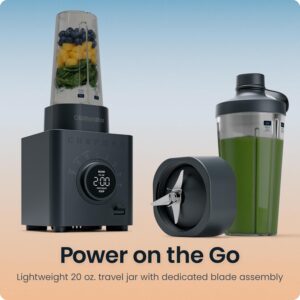 Chefman Obliterator 48 oz Countertop Blender for Smoothies, 1380W Motor to Crush Ice, Nuts, and Frozen Fruit with Stainless Steel Blade, Auto Blend Function, Includes 20 oz Travel Jar - Image 6