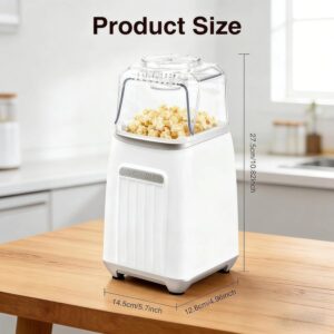 Hot Air Popcorn Maker, 1200W No Oil No Preheat Air Popcorn Popper, 2 Minutes Fast Heating Electric Popcorn Machine with Precision Measuring Cup, Easy to Clean Compact for Home Movie Night Party Office - Image 2