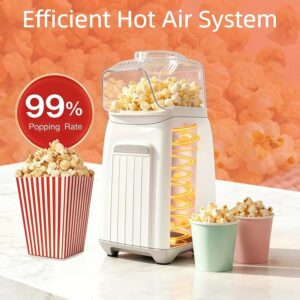 Hot Air Popcorn Maker, 1200W No Oil No Preheat Air Popcorn Popper, 2 Minutes Fast Heating Electric Popcorn Machine with Precision Measuring Cup, Easy to Clean Compact for Home Movie Night Party Office - Image 5