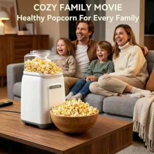 Hot Air Popcorn Maker, 1200W No Oil No Preheat Air Popcorn Popper, 2 Minutes Fast Heating Electric Popcorn Machine with Precision Measuring Cup, Easy to Clean Compact for Home Movie Night Party Office - Image 7