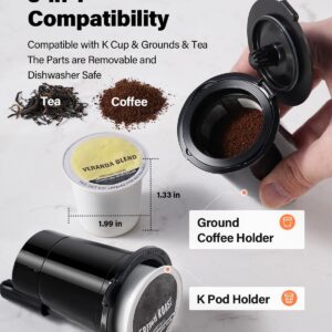 K Cup Coffee Maker With Bold Setting, Single Serve Hot & Iced Coffee Maker for K-Cup and Grounds, 52 Oz Removable Water Tank, 6 to 14oz Brew Size, Pod Coffee Machine With Reusable Filter, Gray - Image 7