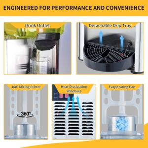 Commercial Beverage Dispenser, 36L (9.5 Gal) Refrigerated Juice Drink Machine, Stainless Steel Cold Iced Tea Cooler for Restaurant, Bar, Buffet - Image 3