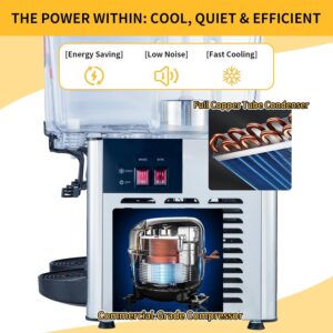 Commercial Beverage Dispenser, 36L (9.5 Gal) Refrigerated Juice Drink Machine, Stainless Steel Cold Iced Tea Cooler for Restaurant, Bar, Buffet - Image 6