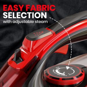 Utopia Home Steam Iron for Clothes - Non-Stick Soleplate - 1800W Clothes Iron With Auto-Off Safety Feature - Adjustable Thermostat Control, Variable Steam Control, Self-Clean, 8 Feet Cord (Black/Red) - Image 2