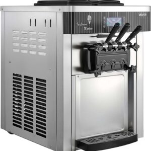 VEVOR Commercial Ice Cream Machine, 20-28L/H Yield, 2200W 3-Flavor Countertop Soft Serve Ice Cream Maker with 2 x 6L Hoppers & Hopper Agitation, Pre-Cooling Self-Cleaning for Snack Dessert Shops - Image 8