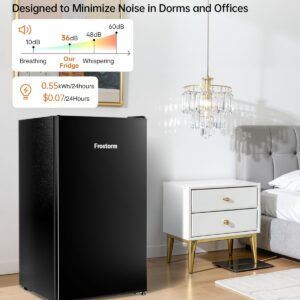 3.2 Cu Ft Mini Fridge with Freezer - Energy Efficient, Large Capacity Single Door Upright Freezer for Bedroom, Office & Dorm | Small Fridge, Reversible Door, ETL Certified(Black) - Image 4