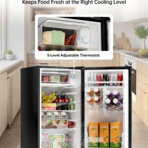 3.2 Cu Ft Mini Fridge with Freezer - Energy Efficient, Large Capacity Single Door Upright Freezer for Bedroom, Office & Dorm | Small Fridge, Reversible Door, ETL Certified(Black) - Image 5