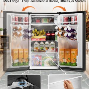 3.2 Cu Ft Mini Fridge with Freezer - Energy Efficient, Large Capacity Single Door Upright Freezer for Bedroom, Office & Dorm | Small Fridge, Reversible Door, ETL Certified(Black) - Image 8