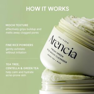 Arencia Korean Rice Mochi Face Cleanser - Face Wash, Gentle Scrub All in One for Deep Cleansing, Moisturizing, Pore Minimizing, Acne-Prone Skin, Removing Blackhead with Rice Water & Green Tea - Image 3