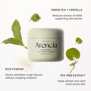 Arencia Korean Rice Mochi Face Cleanser - Face Wash, Gentle Scrub All in One for Deep Cleansing, Moisturizing, Pore Minimizing, Acne-Prone Skin, Removing Blackhead with Rice Water & Green Tea - Image 4