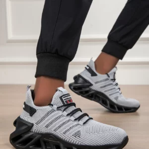 Men's Fashion Versatile Comfortable Lace-up Sports Casual Shoes, Mesh Shoes, Simple Striped All-Season Thick-Soled Trendy Sports - Image 6