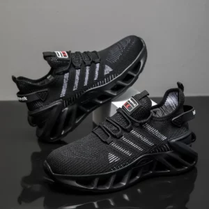 Men's Fashion Versatile Comfortable Lace-up Sports Casual Shoes, Mesh Shoes, Simple Striped All-Season Thick-Soled Trendy Sports - Image 4