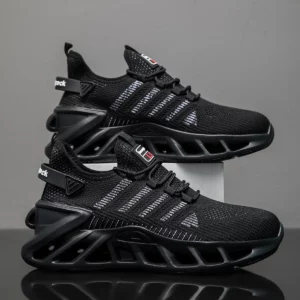 Men's Fashion Versatile Comfortable Lace-up Sports Casual Shoes, Mesh Shoes, Simple Striped All-Season Thick-Soled Trendy Sports - Image 3