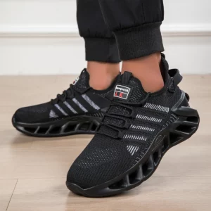Men's Fashion Versatile Comfortable Lace-up Sports Casual Shoes, Mesh Shoes, Simple Striped All-Season Thick-Soled Trendy Sports - Image 2