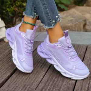 Summer Unisex Running Shoes Women Lightweight Mesh Breathable Comfortable Flat Soft Tennis Shoes Lace-up Sneakers - Image 2