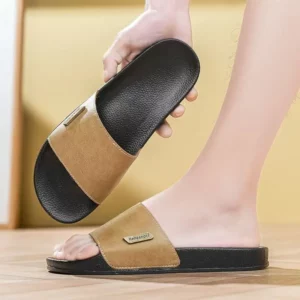 Men's Summer Open Toe Leather Flat Sole Slippers Soft Sole Non Slip Lightweight High Quality Home Slipper Outdoor Casual Slipper - Image 3